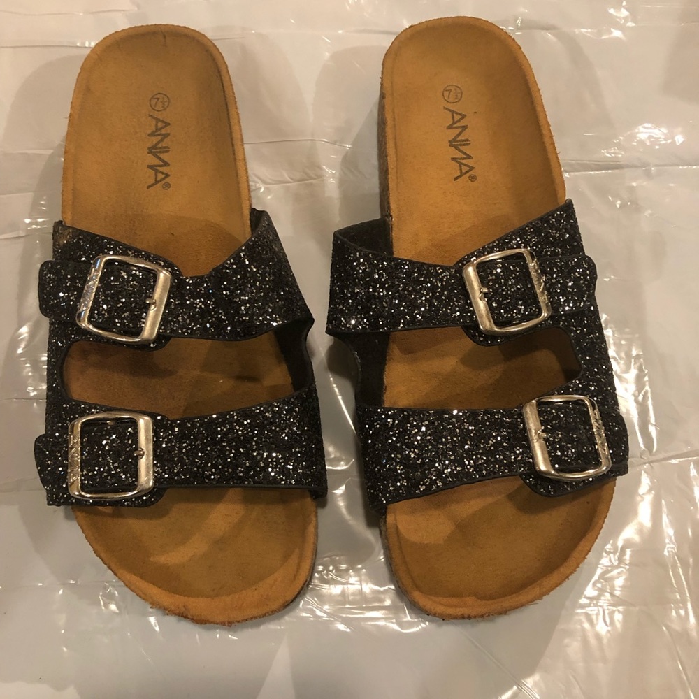 Sparkly black  slides